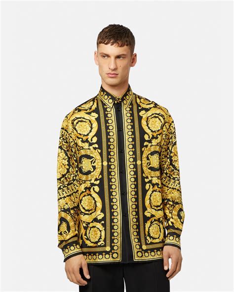 versace alphabet shirt|Versace barocco silk shirt.